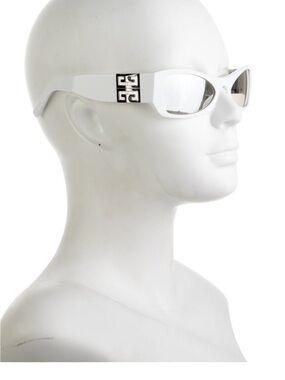 Givenchy White Wrap Sunglasses with Silver Logo Accent